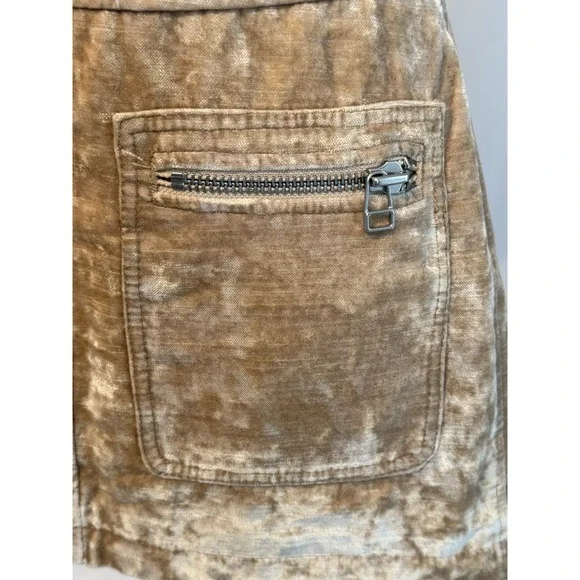 Free People Dust To Dust Crushed Velvet Tan Mini Skirt Festival size 2 - Picture 3 of 12